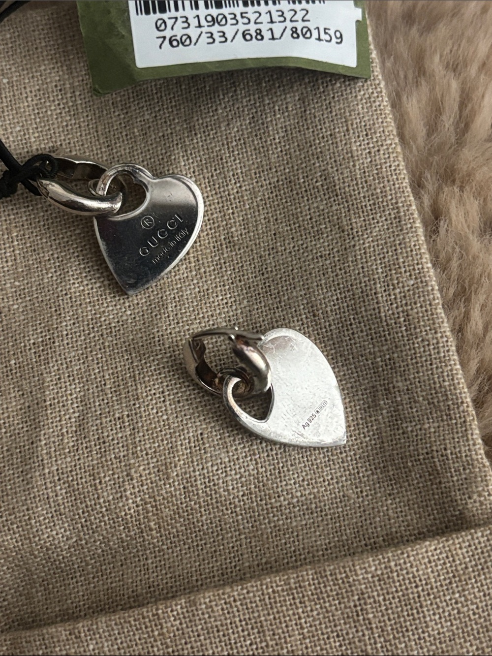 Brand new with tags Gucci Sterling Silver heart drop hoop earrings - Picture 3 of 5
